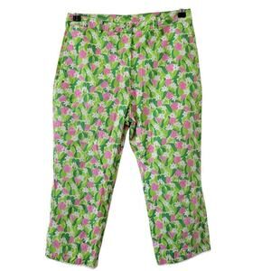 Lilly Pulitzer Spring Floral Print Light Weight Stretchy Capri Pants Women's 6